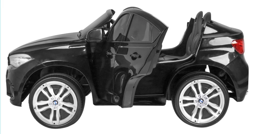 BMW X6M XXL za 2 djece crni lakirani SUV + Daljinski upravljač + Eko koža, crna_4