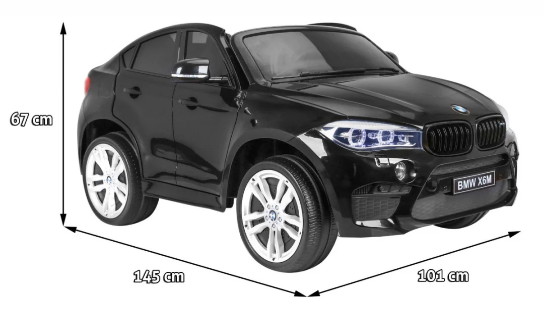BMW X6M XXL za 2 djece crni mat SUV + Daljinski upravljač + Eko koža, crna_2