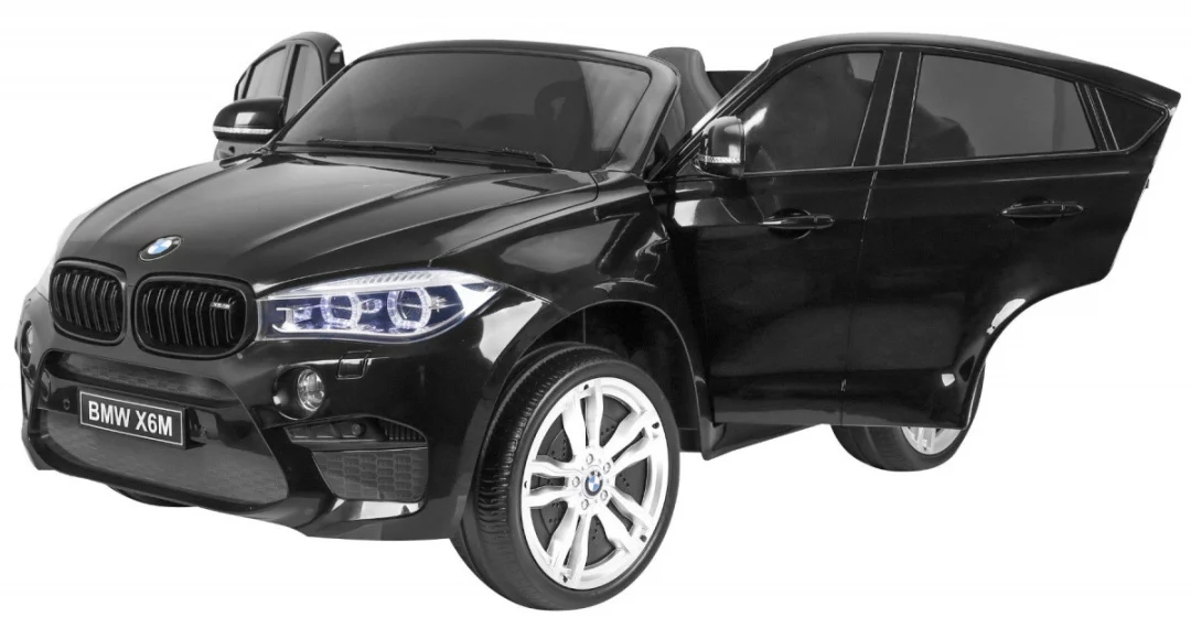 BMW X6M XXL za 2 djece crni mat SUV + Daljinski upravljač + Eko koža, crna_3