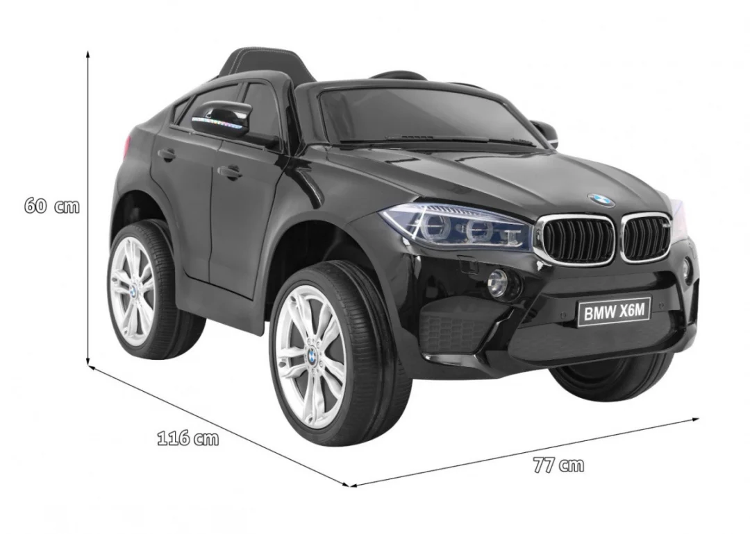 BMW X6M električni automobil za djecu - crni lakirani SUV + daljinski upravljač, crna_2