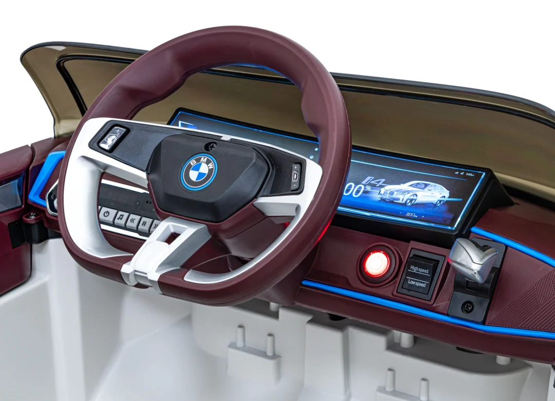 BMW i4 Dječji automobil na baterije, bijeli + spori start + EVA + eko koža + audio LED, bijela_11