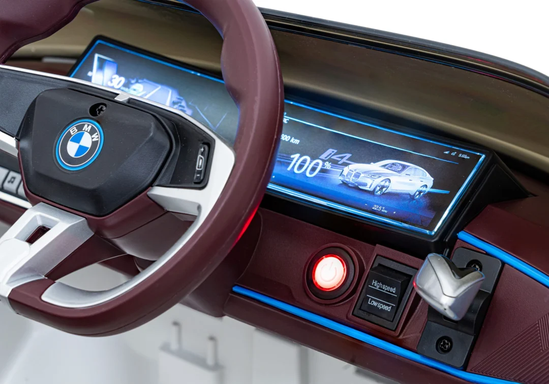 BMW i4 Dječji automobil na baterije, bijeli + spori start + EVA + eko koža + audio LED, bijela_12