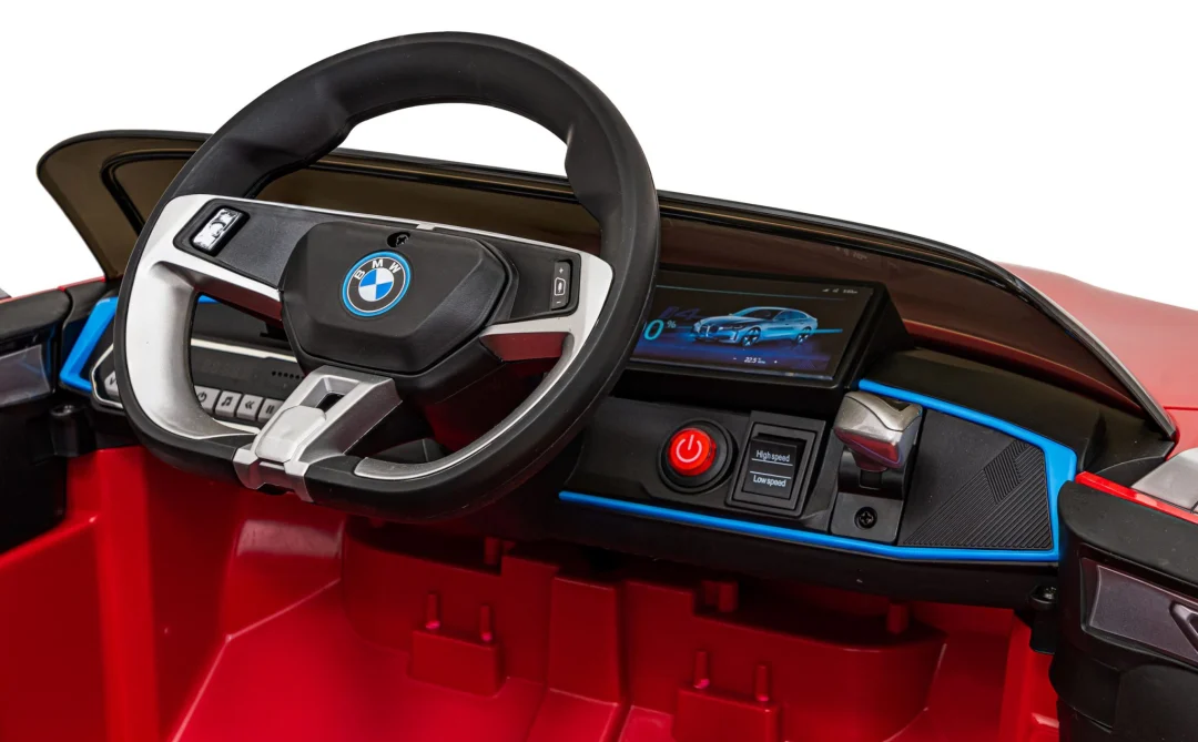 BMW i4 Dječji automobil na baterije, crveni + spori start + EVA + eko koža + audio LED, crvena_11