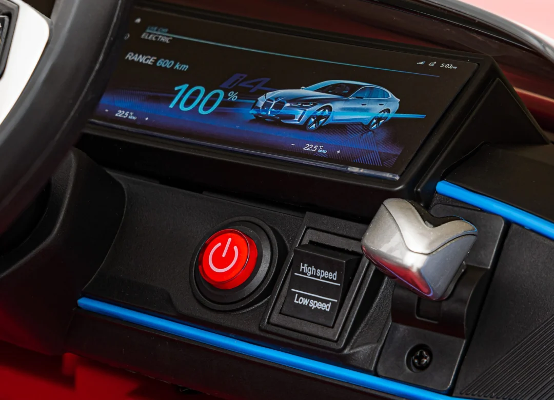 BMW i4 Dječji automobil na baterije, crveni + spori start + EVA + eko koža + audio LED, crvena_12