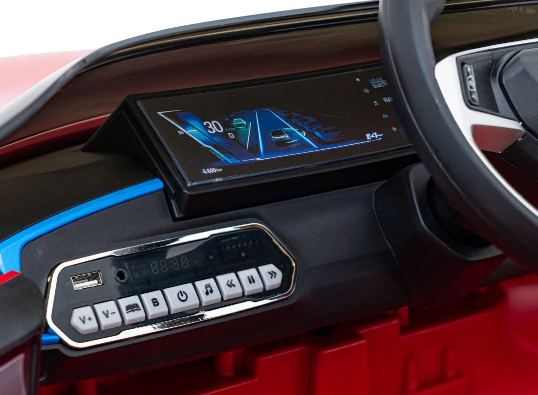 BMW i4 Dječji automobil na baterije, crveni + spori start + EVA + eko koža + audio LED, crvena_13