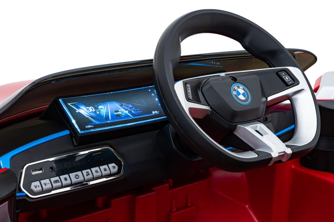 BMW i4 Dječji automobil na baterije, crveni + spori start + EVA + eko koža + audio LED, crvena_14