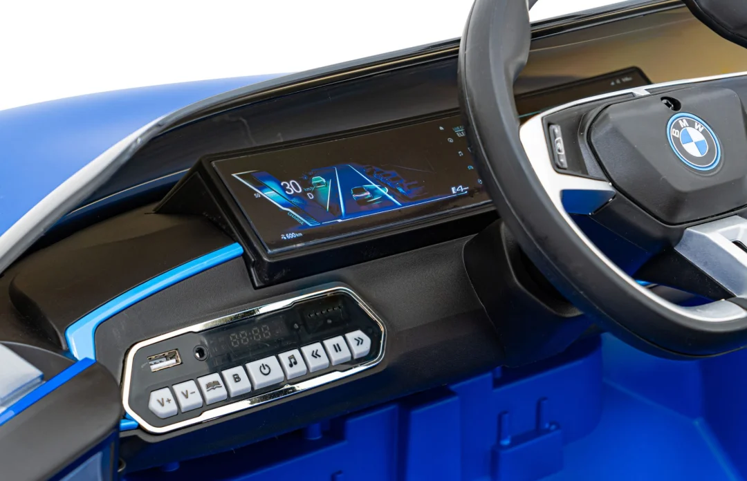 BMW i4 Dječji automobil na baterije, plavi + spori start + EVA + eko koža + audio LED, plava_13
