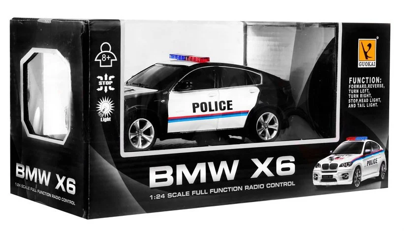 BMW x6 policijski automobil za djecu 8+ godina, daljinski upravljani, policijski 1:24, svjetla i_6