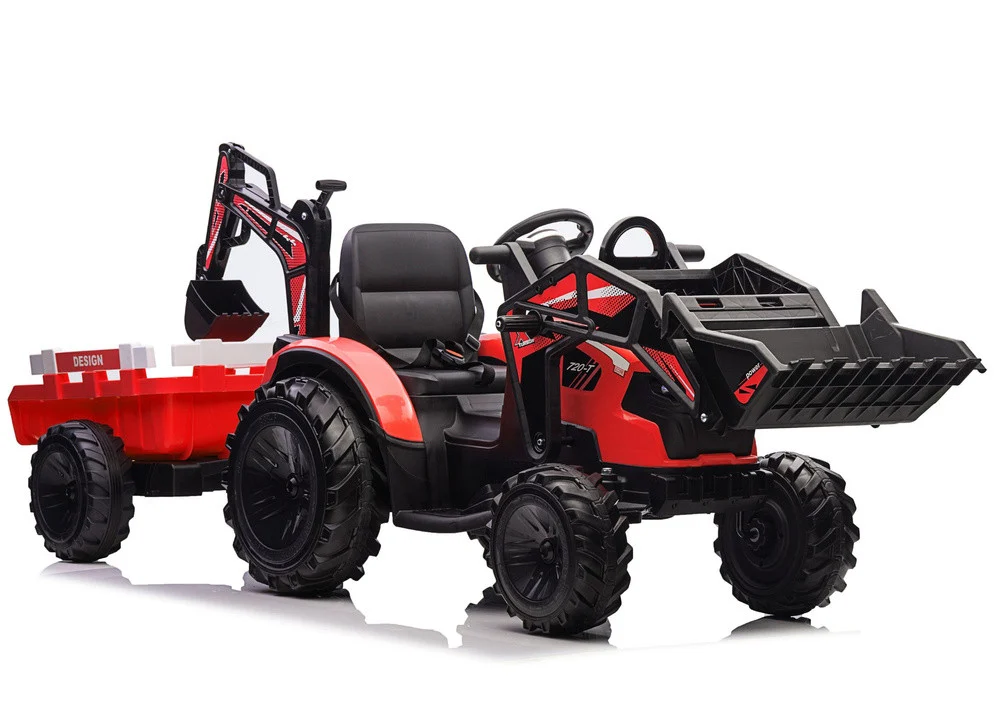 Bager na baterije s prikolicom SX2068 crveni auto na akumulator_1