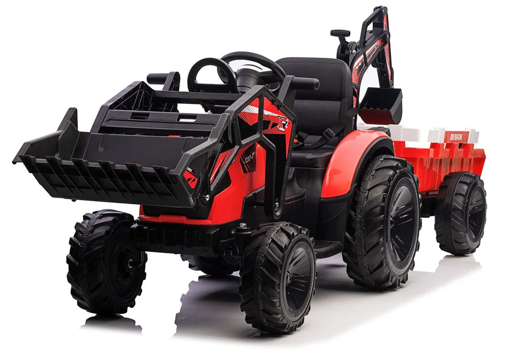 Bager na baterije s prikolicom SX2068 crveni auto na akumulator_2