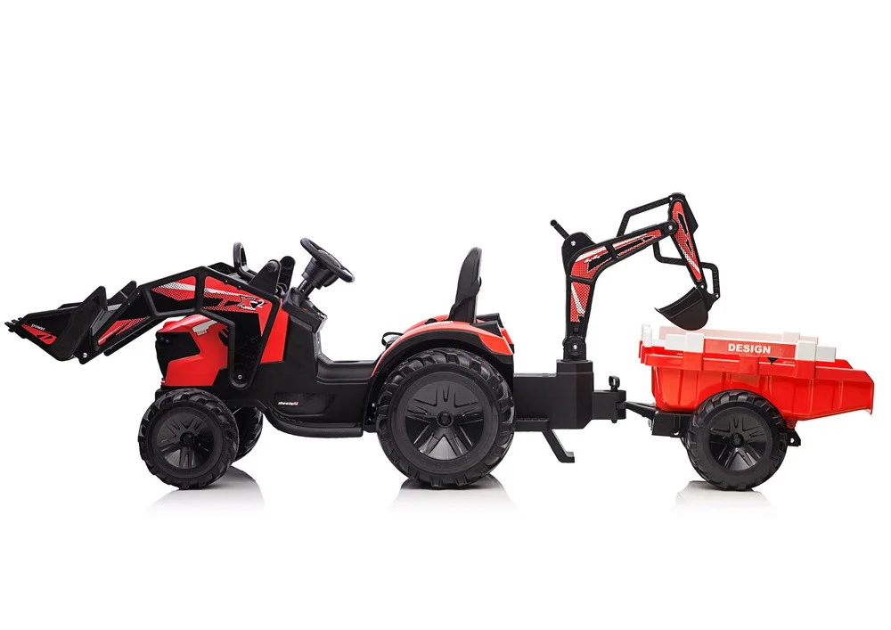 Bager na baterije s prikolicom SX2068 crveni auto na akumulator_4
