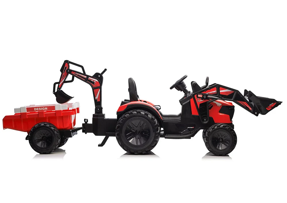 Bager na baterije s prikolicom SX2068 crveni auto na akumulator_5