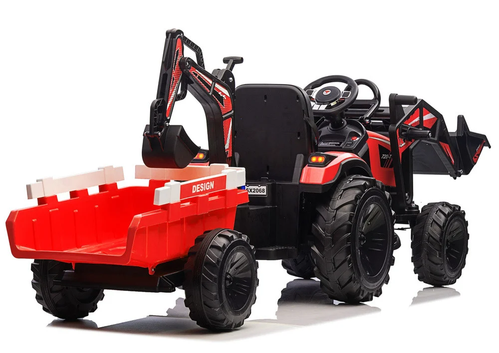 Bager na baterije s prikolicom SX2068 crveni auto na akumulator_6