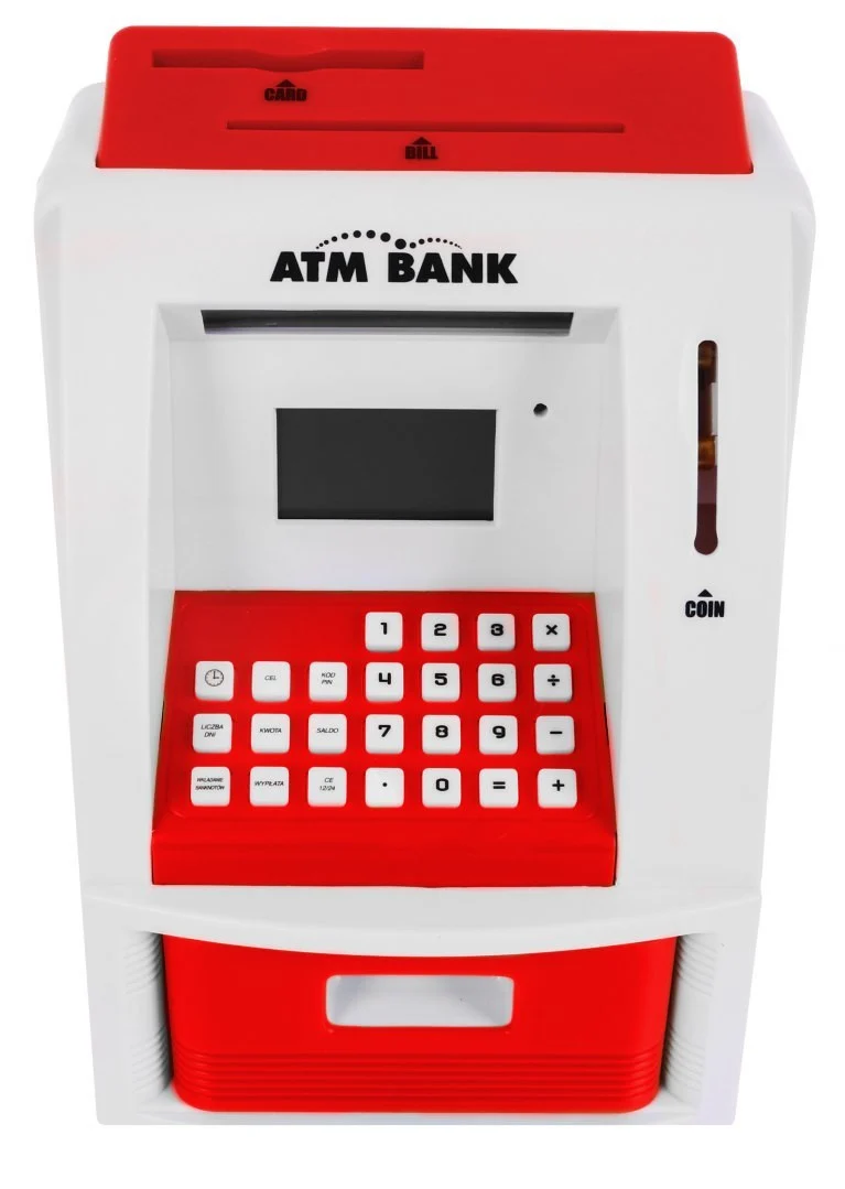 Bankomat-kasica za djecu 3+ crveni s karticom i PIN-om_3