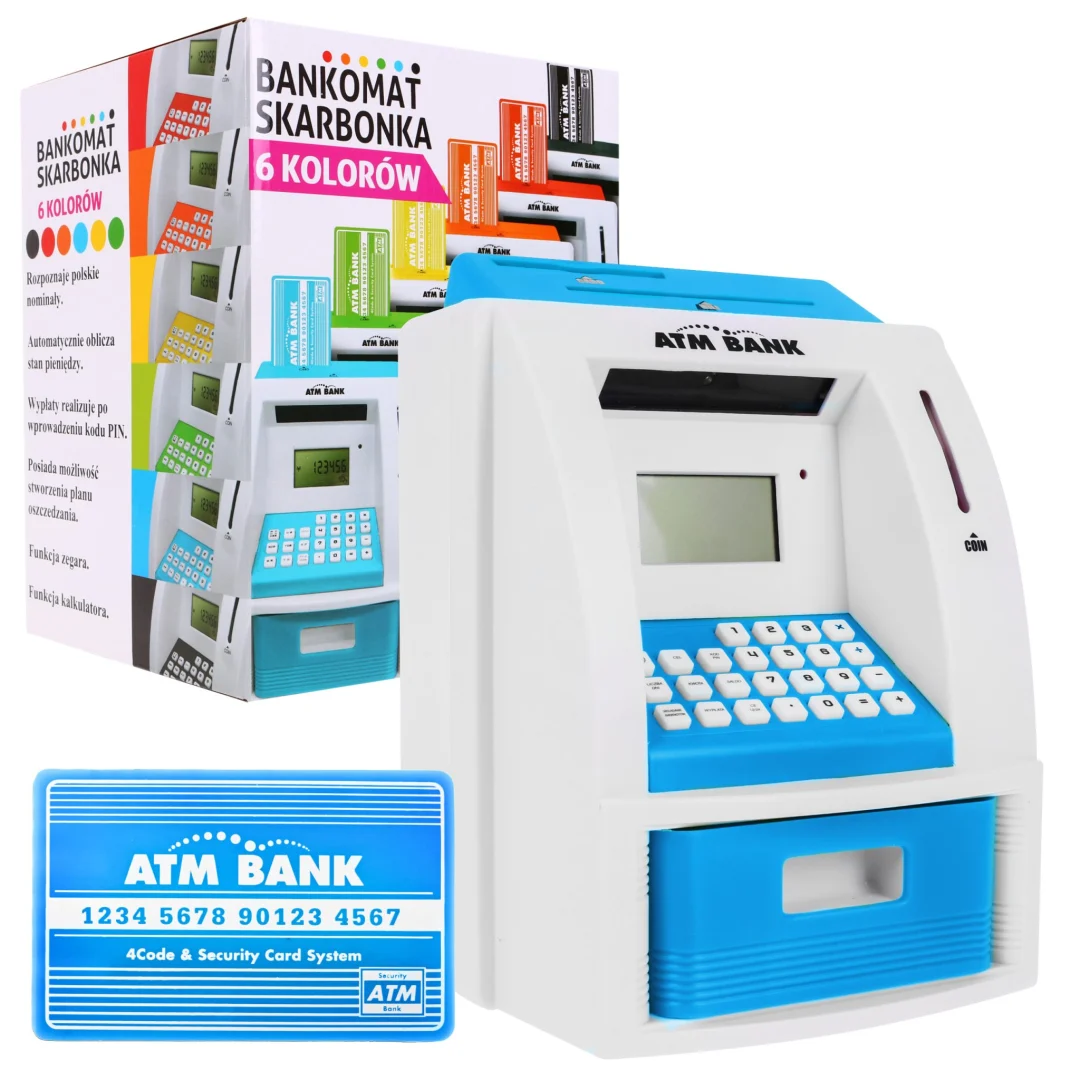 Bankomat-kasica za djecu 3+ plavi s karticom i PIN-om_1