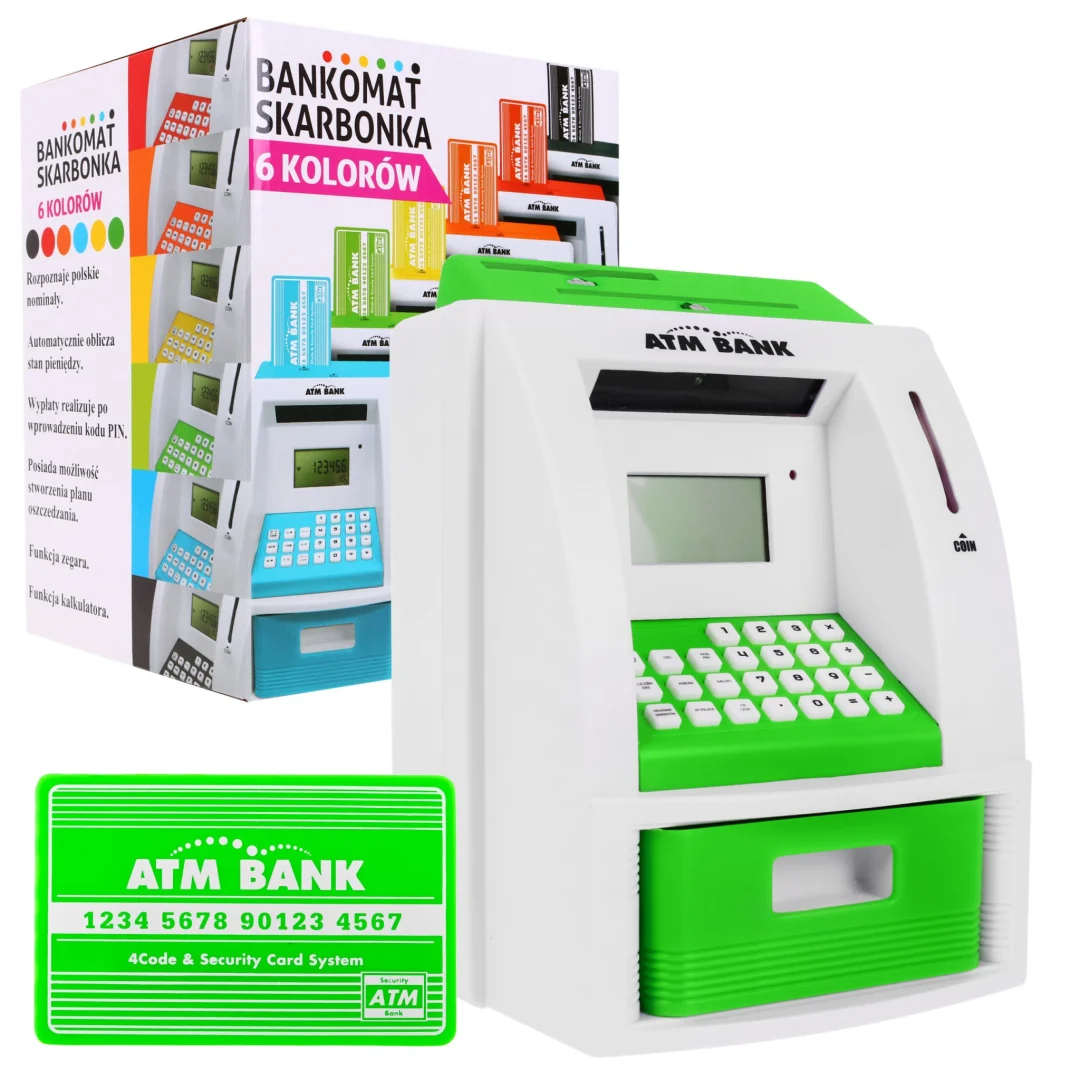Bankomat-kasica za djecu 3+ zeleni s karticom i PIN-om_1