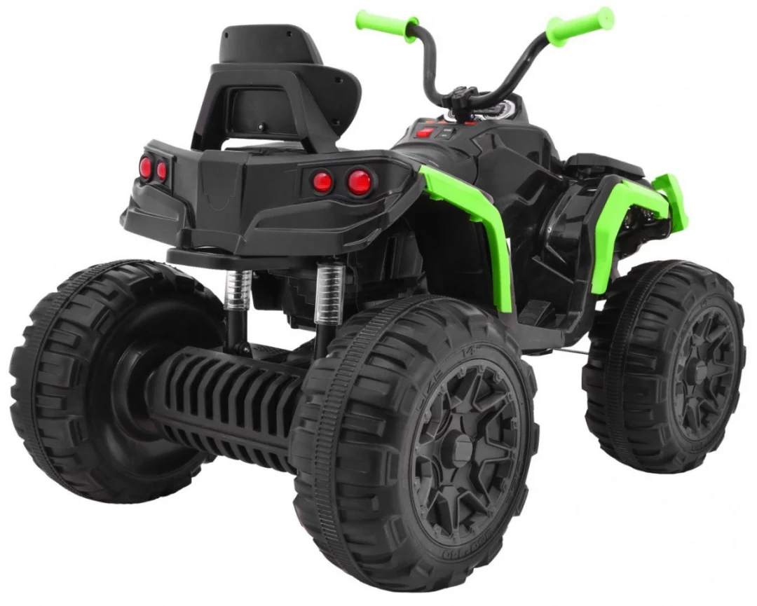 Baterijski ATV Quad za djecu crno-zeleni + EVA kotači + MP3 radio + LED + spori start_4