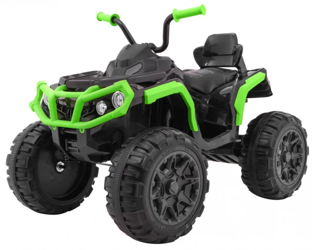 Baterijski ATV Quad za djecu crno-zeleni + EVA kotači + MP3 radio + LED + spori start_9