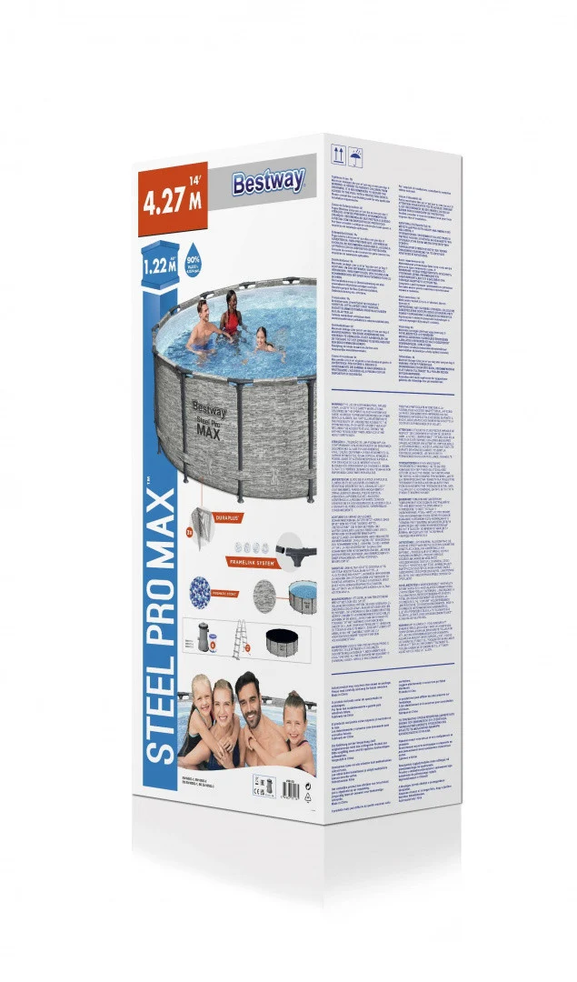 Bazen Steel Pro MAX Frame 427x122, imitacija kamena, 14 stopa, BESTWAY 5 u 1 + pribor_9