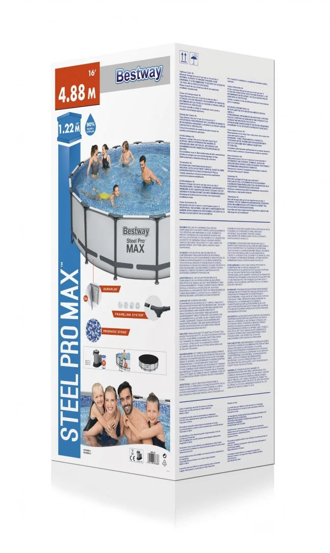 Bazen Steel Pro MAX Frame 488x122 sivi, 16 stopa, BESTWAY 5 u 1 + ljestve + pokrov_8