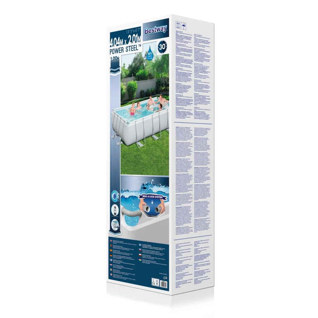 Bazen s okvirom od čelika Power Steel 404x201x100, sivi, 13x6 stopa, BESTWAY 6 u 1 + pumpa za_9