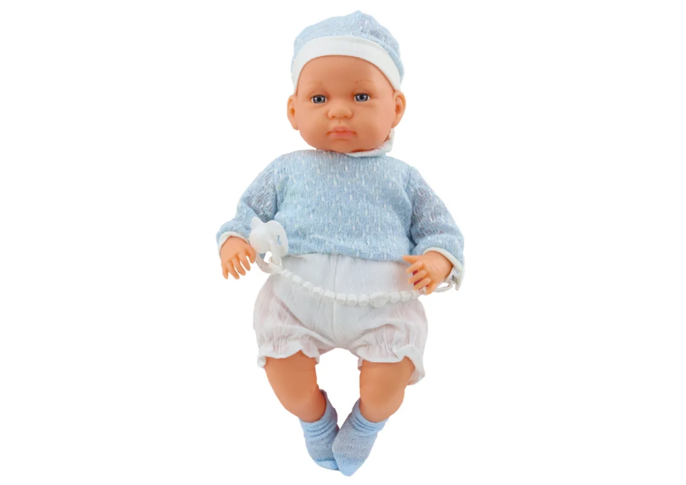 Beba lutka 46 cm plava kapa i čarape s dudom_2