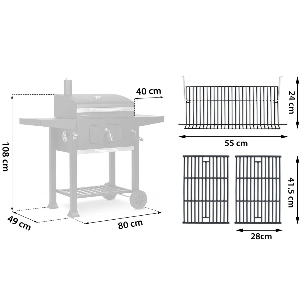 Berdsen BD-890 roštilj na drveni ugljen s poklopcem, crni, model 389010_8