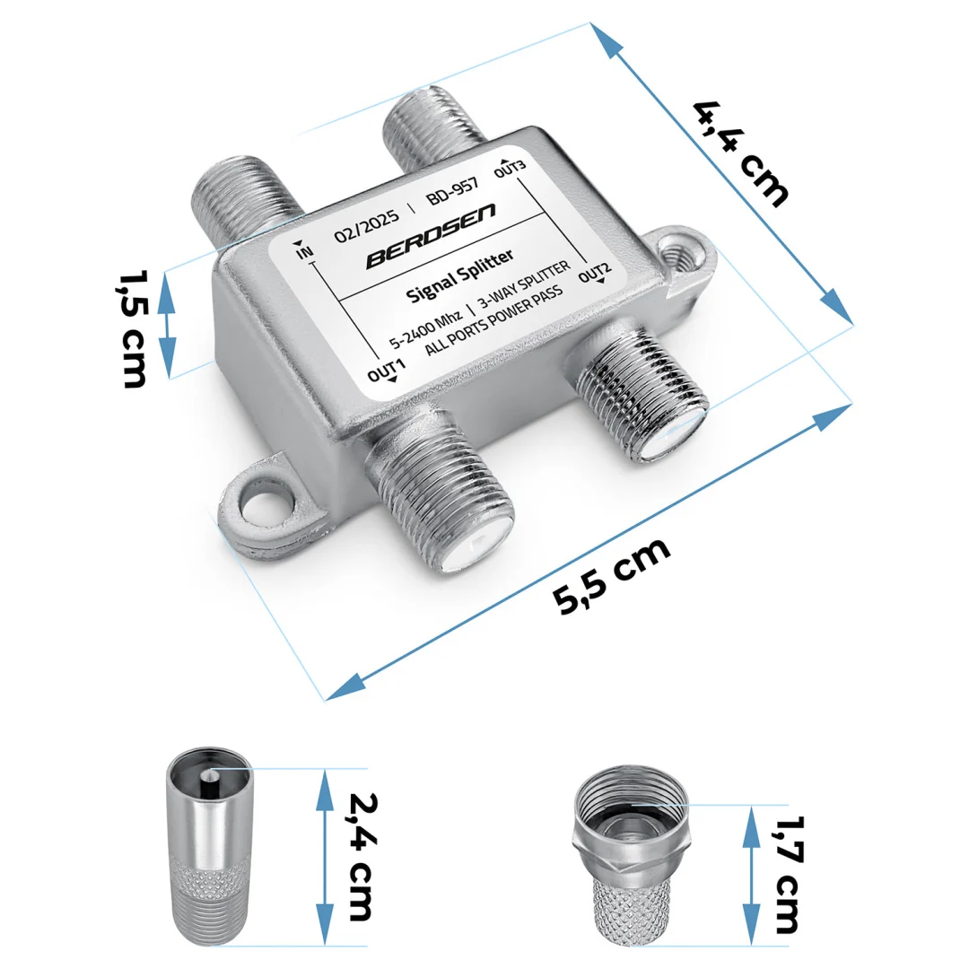 Berdsen BD-957 pasivni antenski razdjelnik 3 izlaza 5–2400 MHz_3