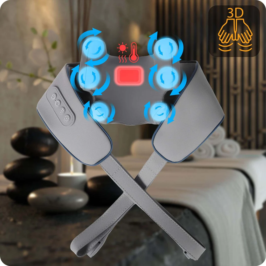 Bežični shiatsu masažer za vrat i leđa Neo-Sport NS-505, 3 načina grijanja_10