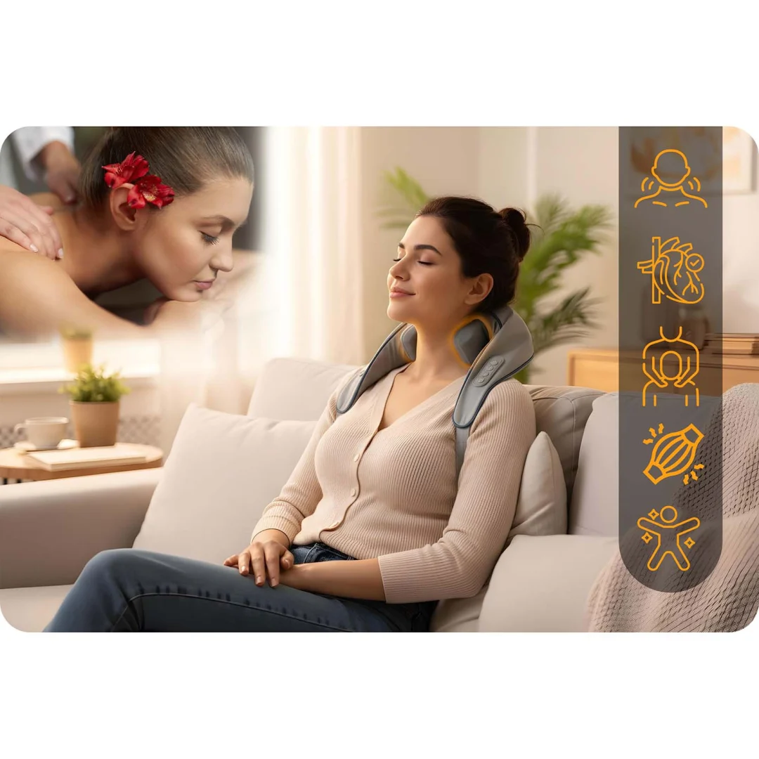 Bežični shiatsu masažer za vrat i leđa Neo-Sport NS-505, 3 načina grijanja_11