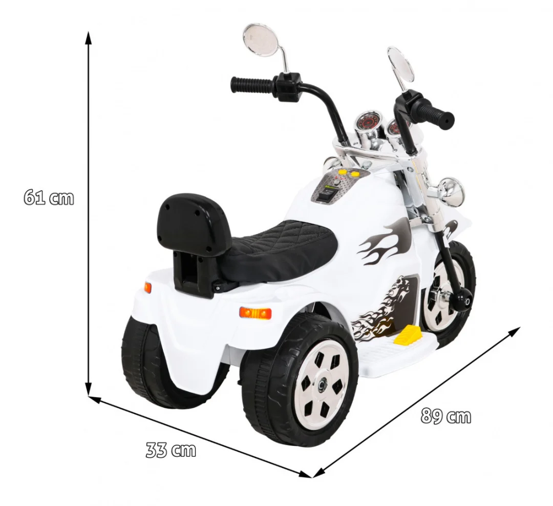 Bijeli motocikl Hot Chopper, bijela motor na akumulator_2
