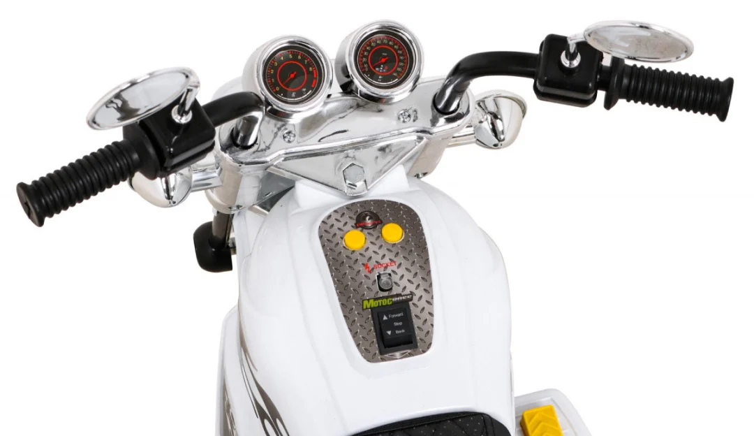 Bijeli motocikl Hot Chopper, bijela motor na akumulator_8