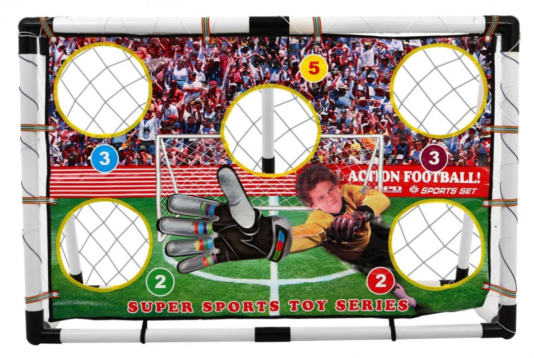 Bijeli nogometni gol s podlogom i dodacima 120 × 80 cm_3