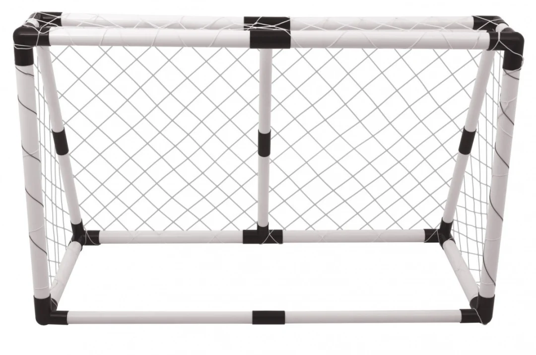Bijeli nogometni gol s podlogom i dodacima 120 × 80 cm_4