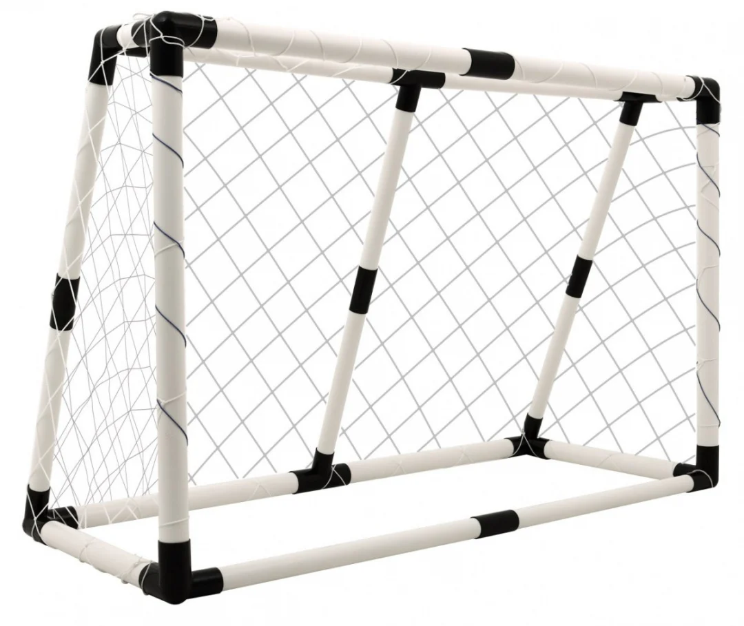 Bijeli nogometni gol s podlogom i dodacima 120 × 80 cm_6