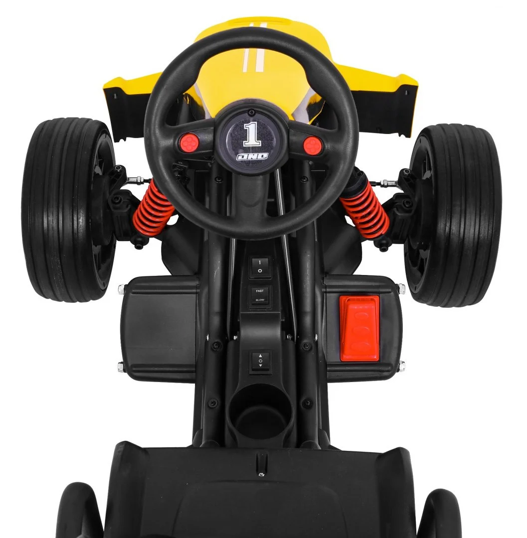 Bolid XR-1 Dječji Go-Kart na baterije, žuti + podesivi volan + konturirano sjedalo, žuta_10