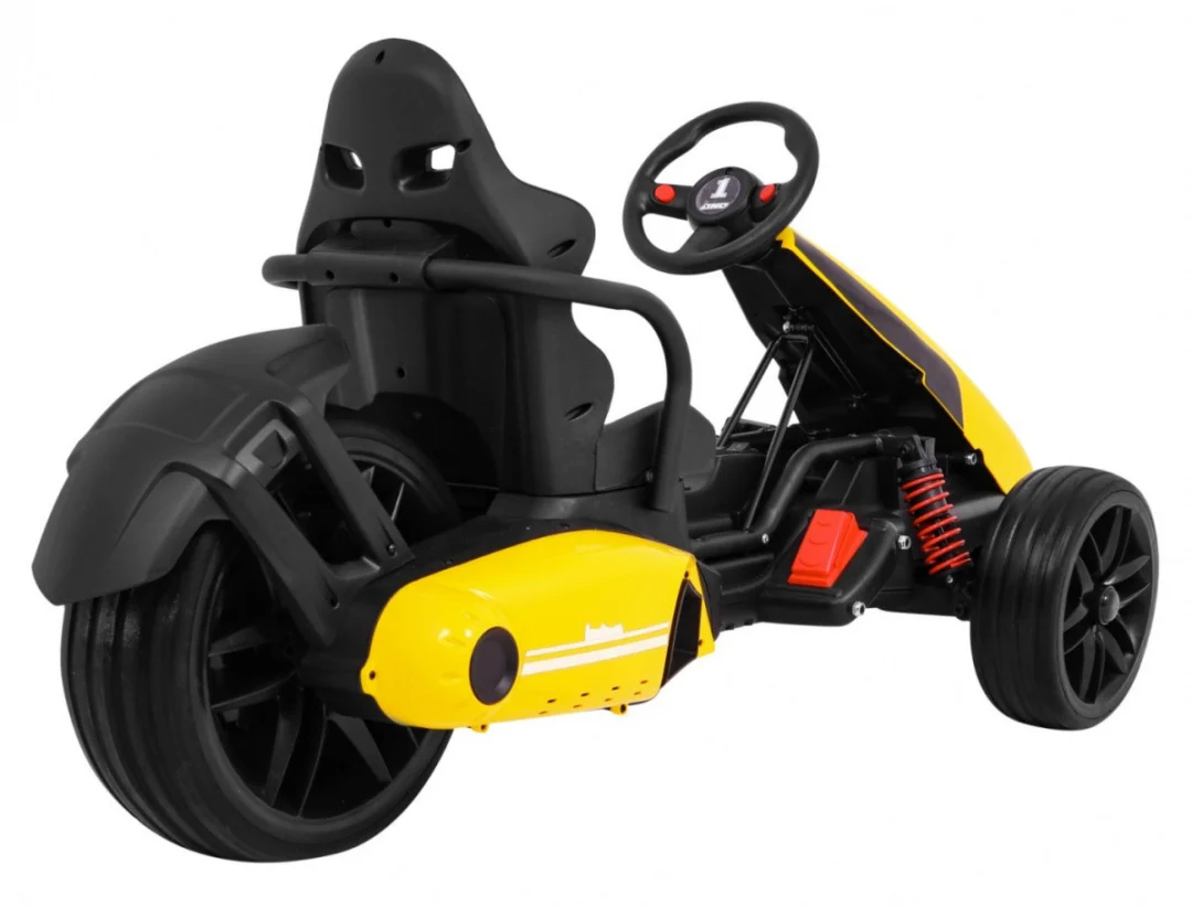 Bolid XR-1 Dječji Go-Kart na baterije, žuti + podesivi volan + konturirano sjedalo, žuta_11