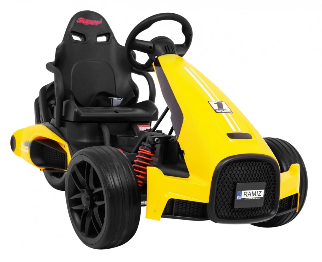 Bolid XR-1 Dječji Go-Kart na baterije, žuti + podesivi volan + konturirano sjedalo, žuta_12