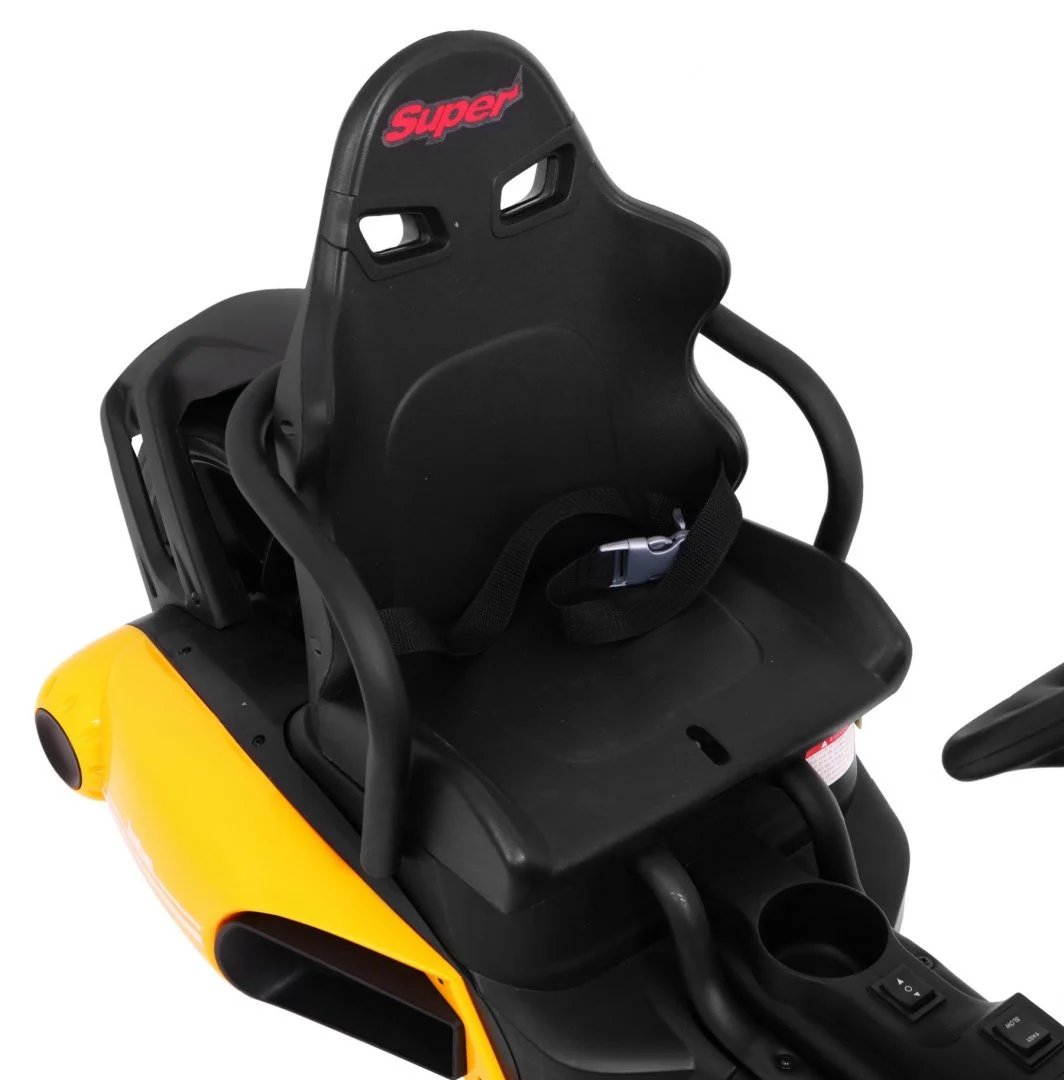 Bolid XR-1 Dječji Go-Kart na baterije, žuti + podesivi volan + konturirano sjedalo, žuta_16