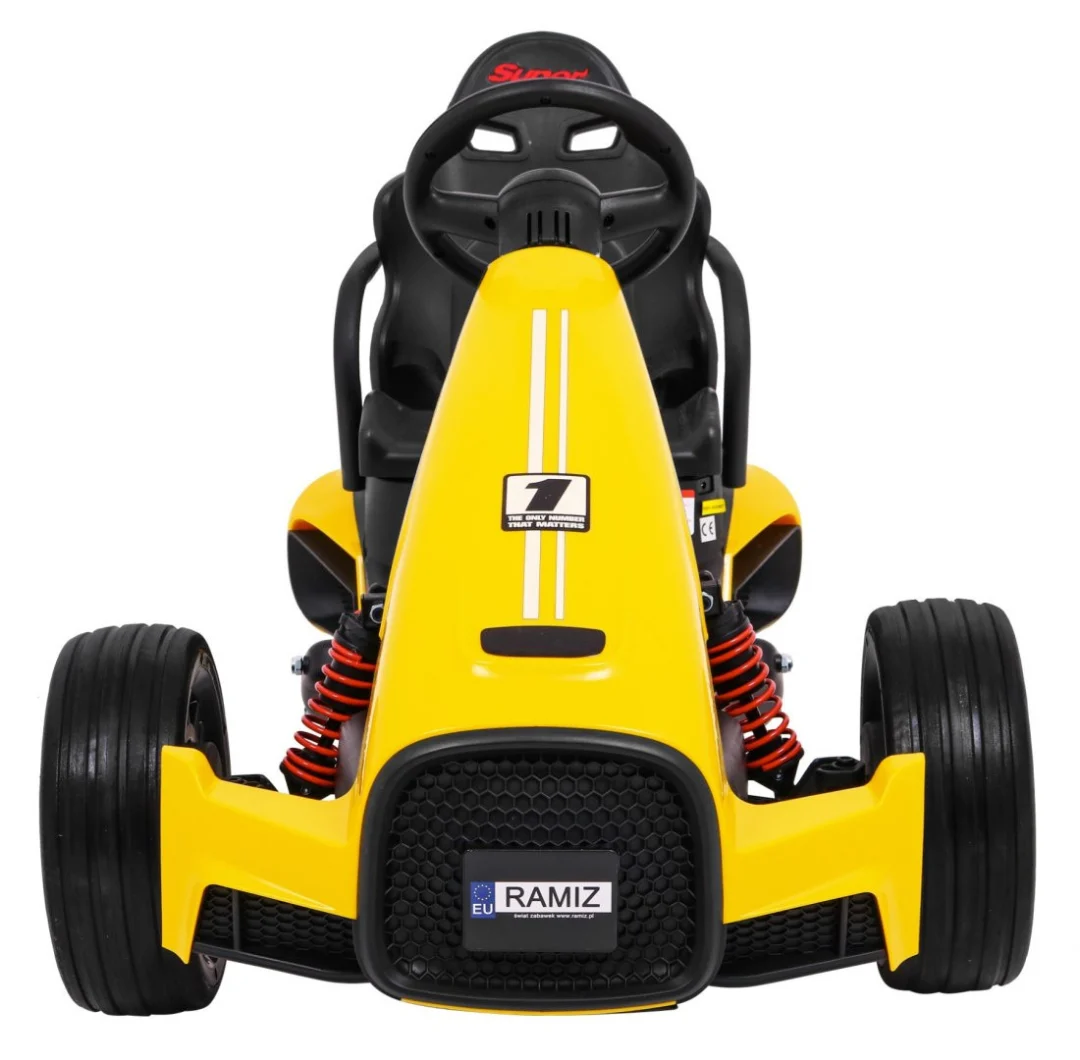 Bolid XR-1 Dječji Go-Kart na baterije, žuti + podesivi volan + konturirano sjedalo, žuta_3