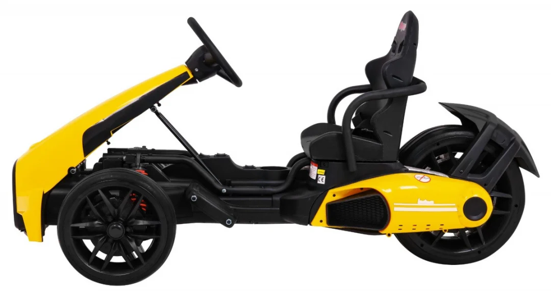 Bolid XR-1 Dječji Go-Kart na baterije, žuti + podesivi volan + konturirano sjedalo, žuta_4