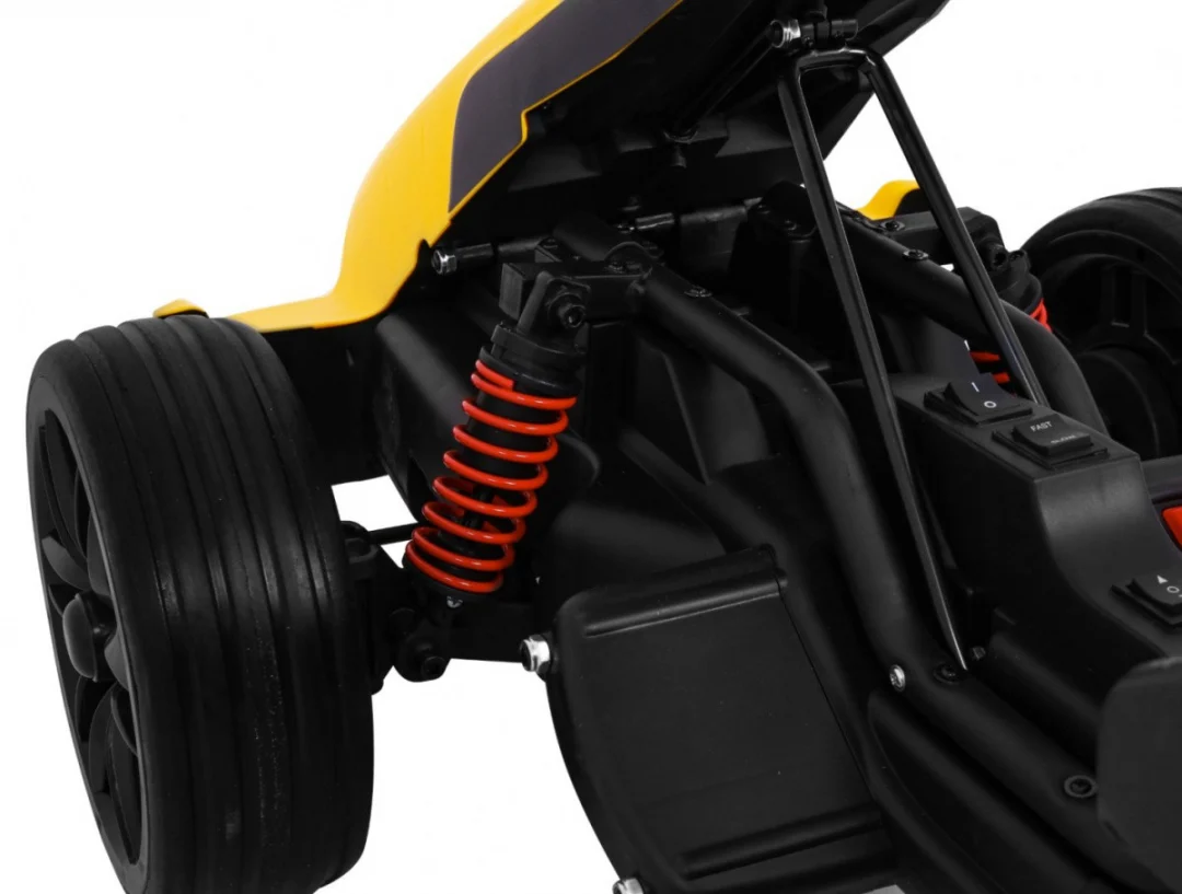 Bolid XR-1 Dječji Go-Kart na baterije, žuti + podesivi volan + konturirano sjedalo, žuta_8