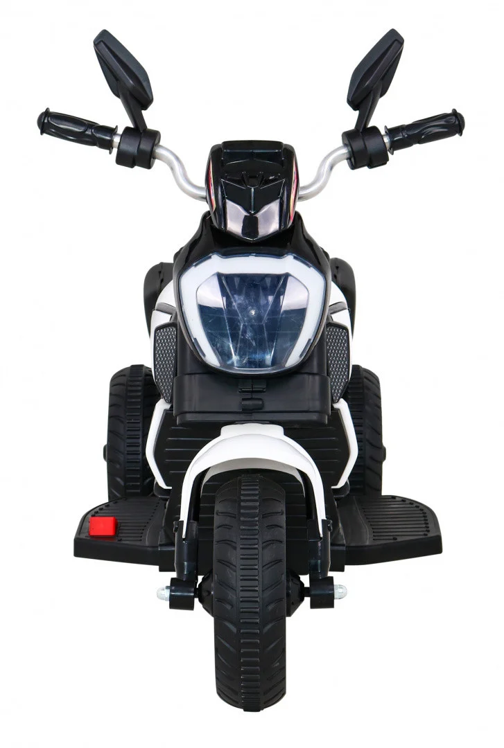 Brzi turistički motocikl na baterije za djecu, bijeli + audio + svjetla + eko koža, bijela motor na akumulator_3