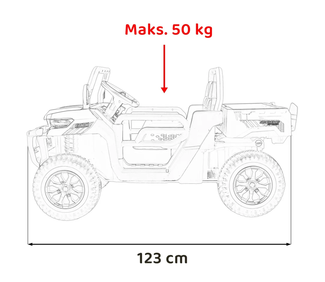 Brzina pick-up-a 900 za djecu crna + 4x4 pogon + pokretni kiper_3