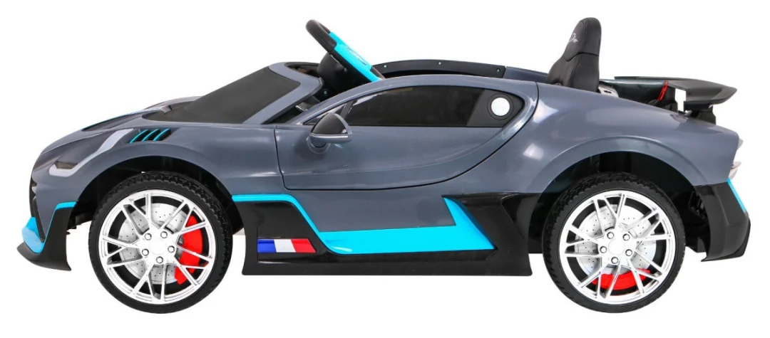 Bugatti Divo Dječji automobil na baterije, sivi + daljinski upravljač + EVA + spori start, crna_3