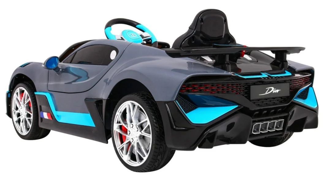 Bugatti Divo Dječji automobil na baterije, sivi + daljinski upravljač + EVA + spori start, crna_4