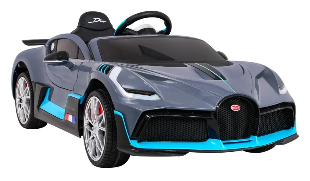 Bugatti Divo Dječji automobil na baterije, sivi + daljinski upravljač + EVA + spori start, crna_5