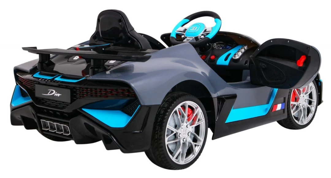 Bugatti Divo Dječji automobil na baterije, sivi + daljinski upravljač + EVA + spori start, crna_9