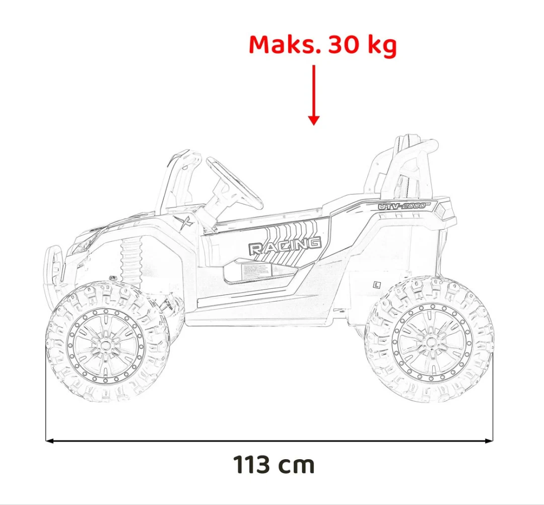 Buggy UTV 2000M trkaći automobil na baterije zlatni + MP3 zvukovi, svjetla + daljinski upravljač + spori start_3