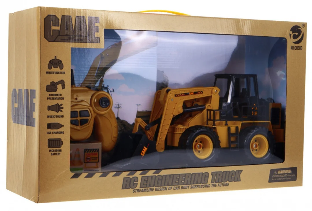 Buldožer na daljinsko upravljanje za djecu 3+ Model 1:24 Pokretna kanta + zvukovi + pribor_8